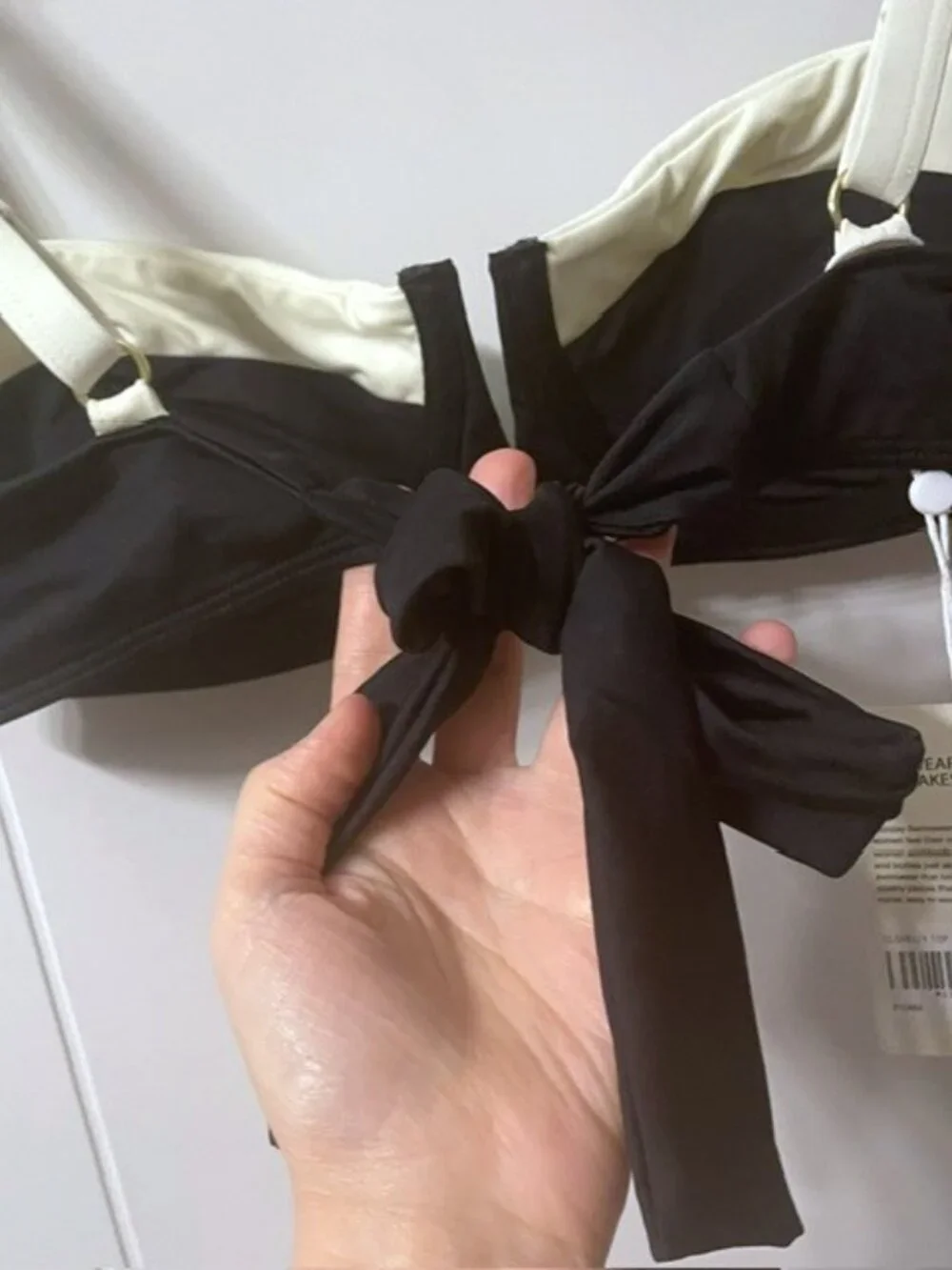 NWT Monday Swimwear Clovelly Bikini Top Black Ivory Size Large - Picture 10 of 12